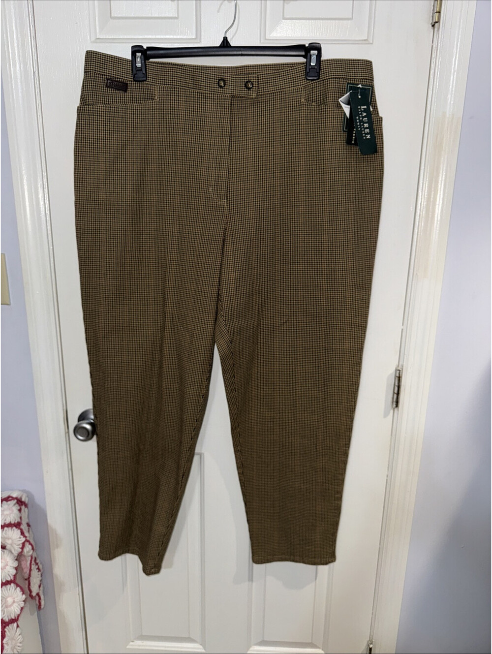 Lauren Ralph Lauren Thoroughbred Trouser Dress Pants Womens 22W Brown Plaid - Picture 5 of 12